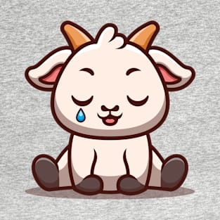 Goat Sitting Sad Cute Cartoon T-Shirt